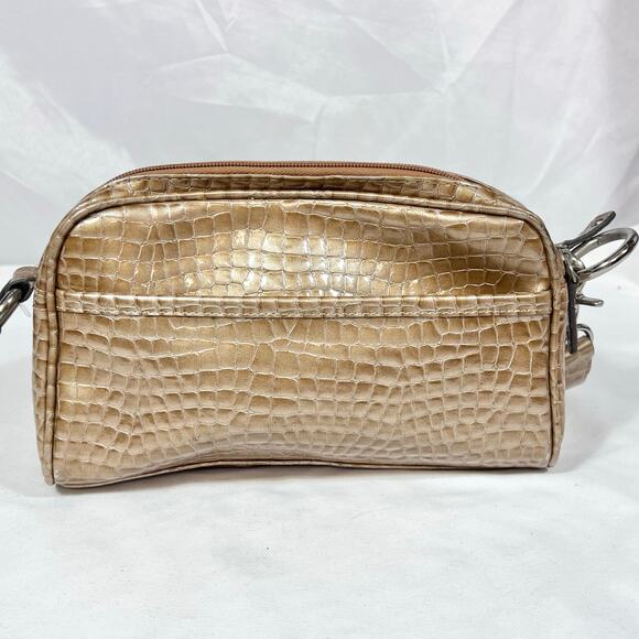 Kathy Van Zeeland Purse Bag Pocketbook Golden Honey Croc Embossed Organizer - Picture 4 of 16
